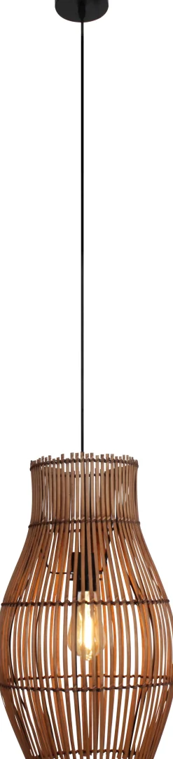 Outlet Eco-Light Hängelampe Bambus Natur Schwarz rund Ø30 cm E27 Modern