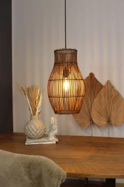 Outlet Eco-Light Hängelampe Bambus Natur Schwarz rund Ø30 cm E27 Modern