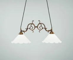 Outlet Berliner Messingleuchten Hängelampe Berliner Messing Glas E27 77 cm 2-flammig