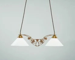 Berliner Messingleuchten Hängelampe Berliner Messing Glas Ornamente E27 71 cm* Hängelampen|Bürolampen