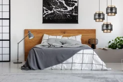 New Belis Hängelampe blendarm Schwarz Gold E27 Stoff Ø38 cm rund