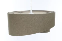 Online BPS Koncept Hängelampe Braun E27 rund D: 45 cm Stoff Schirm Boho