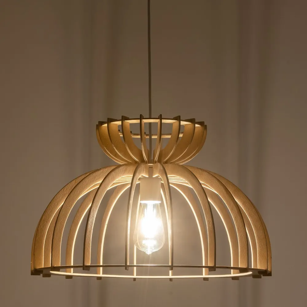 Online Nowodvorski Hängelampe E27 Ø 48 cm Weiß Natur Holz Schirm natürlich