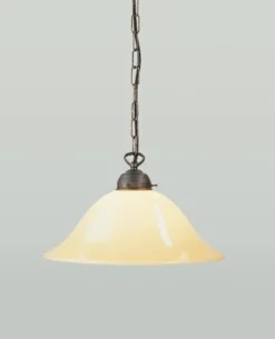 Berliner Messingleuchten Hängelampe E27 Ø35 cm Berliner Messing Glas Elfenbein* Hängelampen|Bürolampen