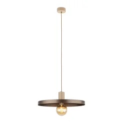 TK Lighting Hängelampe E27 Ø40 cm rund Sandgrau Braun Vintage