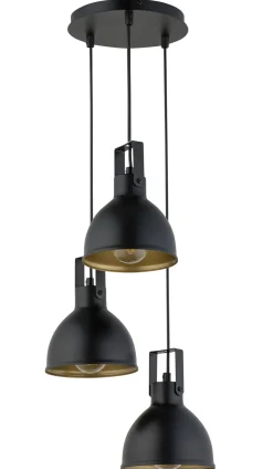 Sigma Hängelampe E27 Metall Schwarz Gold bis 0,8 m Industrial* Industrie Lampen|Wohnzimmerlampen