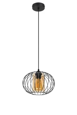 Discount Belis Hängelampe E27 rund Ø25 cm Schwarz Honig blendarm Retro