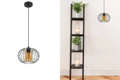 Discount Belis Hängelampe E27 rund Ø25 cm Schwarz Honig blendarm Retro