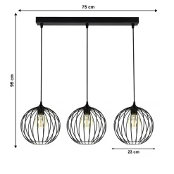 Sale Belis Hängelampe E27 Schwarz Metall 3-flammig L:70 cm Draht