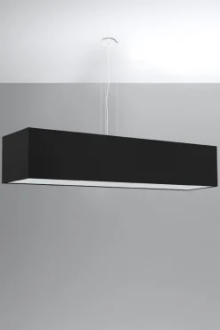 Clearance Sollux Hängelampe eckig Stoff Glas Schwarz verstellbar 5x E27