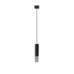 Sollux Hängelampe EDYTH Schwarz Chrom Metall Ø 5 cm schmal GU10* Hängelampen|Esszimmer Lampen