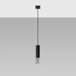Sollux Hängelampe EDYTH Schwarz Chrom Metall Ø 5 cm schmal GU10* Hängelampen|Esszimmer Lampen