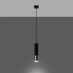 Sollux Hängelampe EDYTH Schwarz Chrom Metall Ø 5 cm schmal GU10* Hängelampen|Esszimmer Lampen