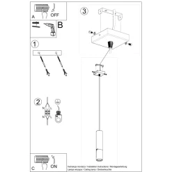 Sollux Hängelampe EDYTH Schwarz Chrom Metall Ø 5 cm schmal GU10* Hängelampen|Esszimmer Lampen