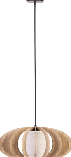 Sale Sigma Hängelampe Eiche Holz Stoff Ø44 cm bis 0,9 m wohnlich