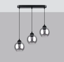 Sollux Hängelampe Esstisch Modern Schwarz 3-flammig Rauchglas* Kugellampen|Moderne Lampen