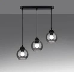 Sollux Hängelampe Esstisch Modern Schwarz 3-flammig Rauchglas* Kugellampen|Moderne Lampen