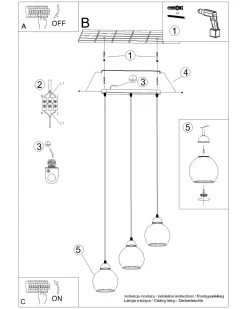 Sollux Hängelampe Esstisch Modern Schwarz 3-flammig Rauchglas* Kugellampen|Moderne Lampen