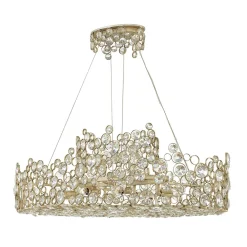 Sale Elstead Hängelampe Esstisch oval Kristall Metall in Blattsilber