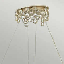 Sale Elstead Hängelampe Esstisch oval Kristall Metall in Blattsilber