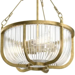 Elstead Hängelampe Esszimmer Metall Glas E27 Ø 40,6 cm in Messing* Hängelampen|Bürolampen