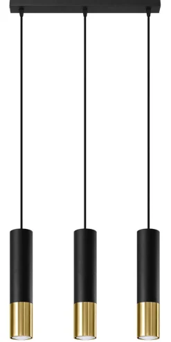 Sollux Hängelampe 3-flammig B: 45 cm Schwarz Gold länglich* Hängelampen|Wohnzimmerlampen