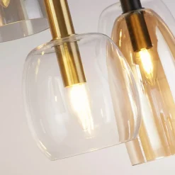 Clearance Searchlight Hängelampe 6-flammig E14 B: 95 cm Glas Metall Vintage