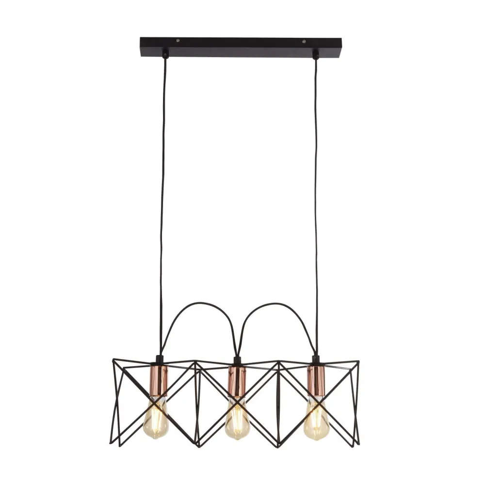 Searchlight Hängelampe 3-flammig E27 in Schwarz Kupfer B: 55 cm* Hängelampen|Esszimmer Lampen