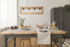 Searchlight Hängelampe 4-flammig E27 Natur Schwarz Bambus Holz Metall* Hängelampen|Esszimmer Lampen