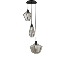 Clearance Searchlight Hängelampe 3-flammig E27 Schwarz Rauchgrau