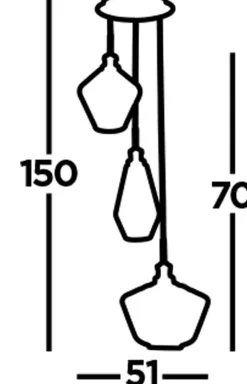 Clearance Searchlight Hängelampe 3-flammig E27 Schwarz Rauchgrau