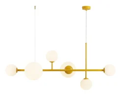 ALDEX Hängelampe 6-flammig Gelb Weiß Glaskugeln Metall Modern* Hängelampen|Bürolampen