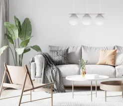 Discount Belis Hängelampe 3-flammig Glaskugeln Weiß 50 cm E27 blendarm