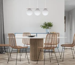 Discount Belis Hängelampe 3-flammig Glaskugeln Weiß 50 cm E27 blendarm