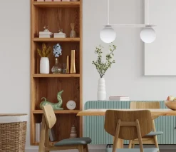 Belis Hängelampe 2-flammig Glaskugeln Weiß 50 cm E27 blendarm* Hängelampen|Bürolampen