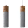 Sollux Hängelampe 2-flammig GU10 Beton Holz Modern RUGARD* Esszimmer Lampen|Hängelampen