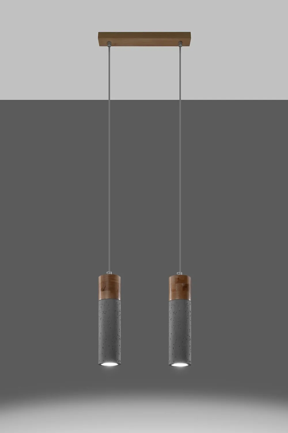 Sollux Hängelampe 2-flammig GU10 Beton Holz Modern RUGARD* Esszimmer Lampen|Hängelampen