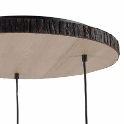 Just Light Hängelampe 3-flammig Holz Stoff B:52 cm E27 blendarm* Hängelampen|Bürolampen