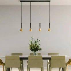 Searchlight Hängelampe 4-flammig in Schwarz Gold GU10 Metall Retro* Hängelampen|Bürolampen