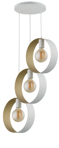 Best Sigma Hängelampe 3-flammig Metall Gold Weiß E27 dekorativ