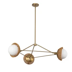 New Elstead Hängelampe 3-flammig Metall Rattan Glas E14 B:101,4 cm