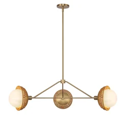 New Elstead Hängelampe 3-flammig Metall Rattan Glas E14 B:101,4 cm