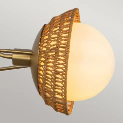 New Elstead Hängelampe 3-flammig Metall Rattan Glas E14 B:101,4 cm