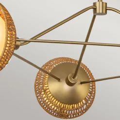 New Elstead Hängelampe 3-flammig Metall Rattan Glas E14 B:101,4 cm