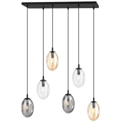 Best Emibig Hängelampe 6-flammig Rauchglas 70 cm breit CARLU