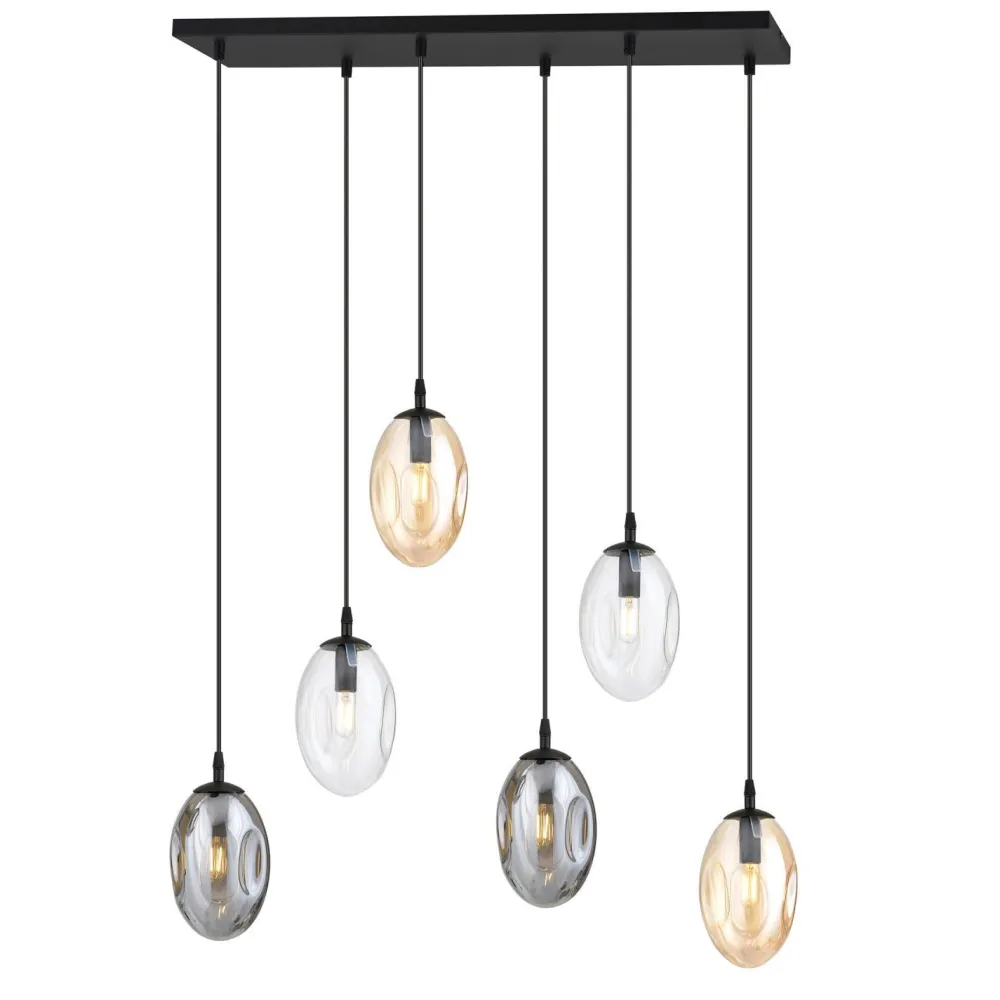 Best Emibig Hängelampe 6-flammig Rauchglas 70 cm breit CARLU