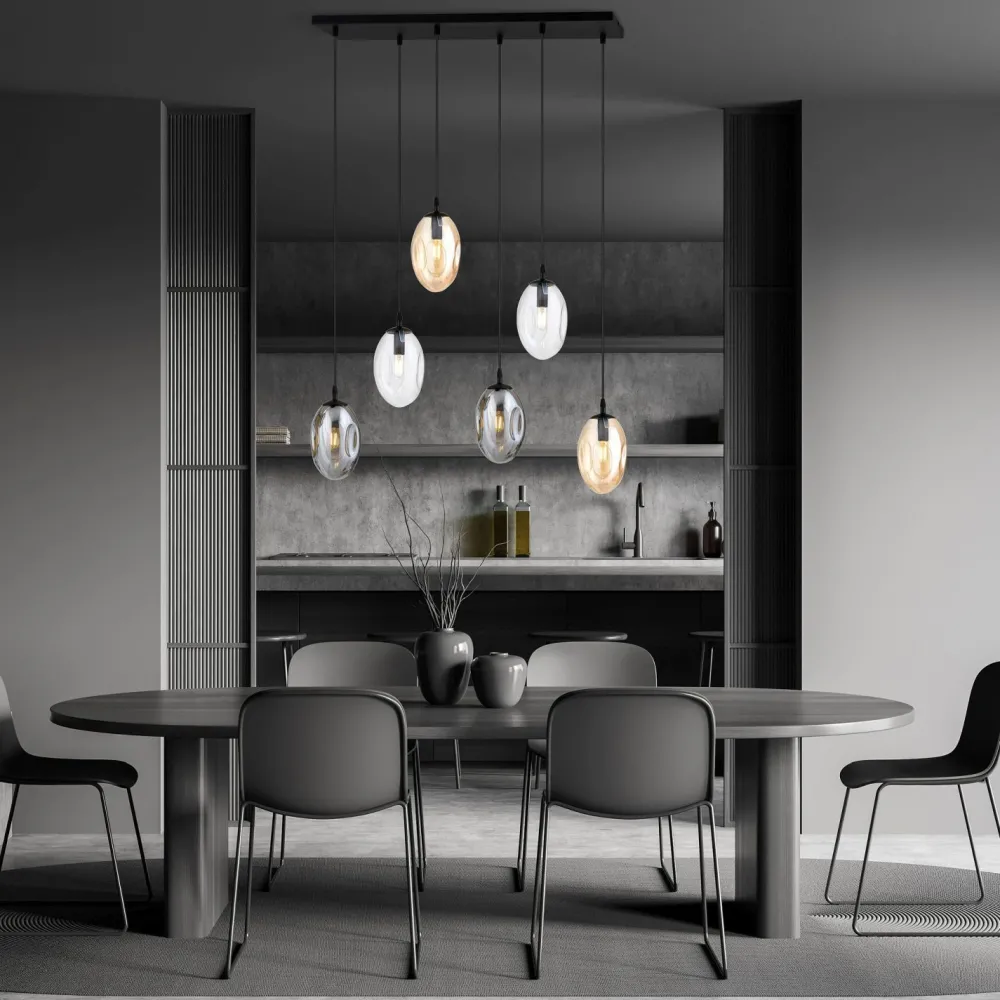 Best Emibig Hängelampe 6-flammig Rauchglas 70 cm breit CARLU