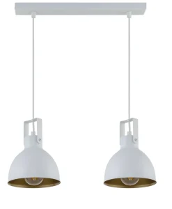 Sigma Hängelampe 2-flammig Weiß Gold E27 L:38 cm Industrial* Hängelampen|Industrie Lampen