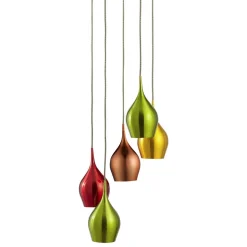 Searchlight Hängelampe Glas Ø 30 cm H: max. 1,6 m 5-flammig E14 Bunt* Hängelampen|Bürolampen