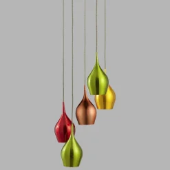 Searchlight Hängelampe Glas Ø 30 cm H: max. 1,6 m 5-flammig E14 Bunt* Hängelampen|Bürolampen